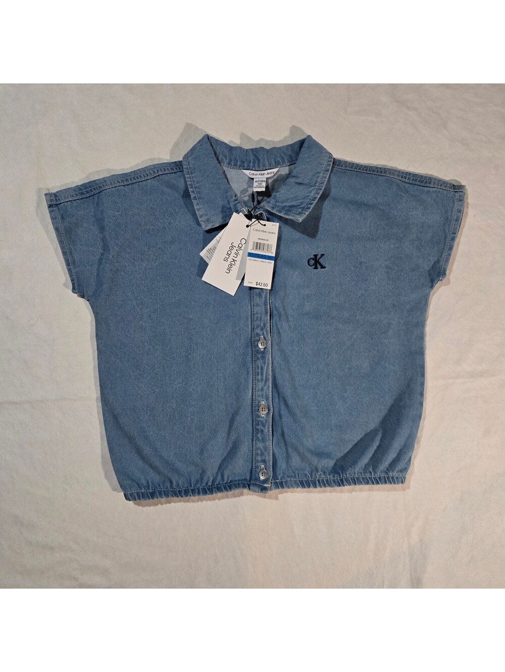 Calvin Klein Jeans XL Denim Button-Up Shirt with Elastic Hem
